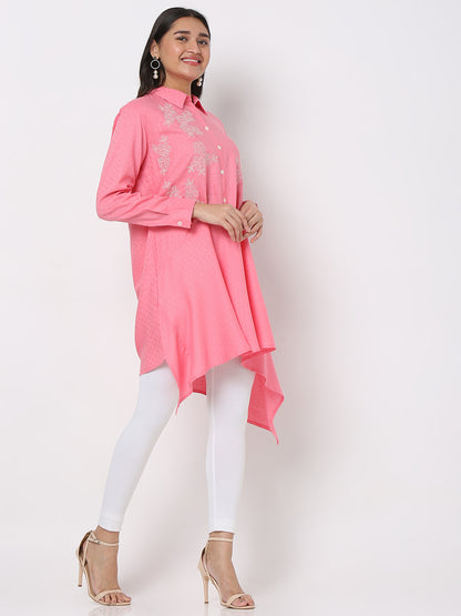 Aseesa Women's Pink Rayon Printed Kurta