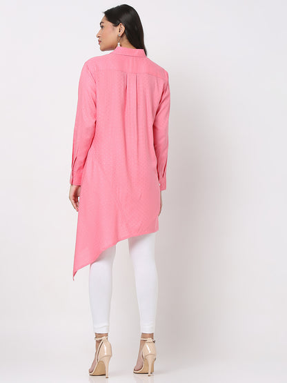 Aseesa Women's Pink Rayon Printed Kurta