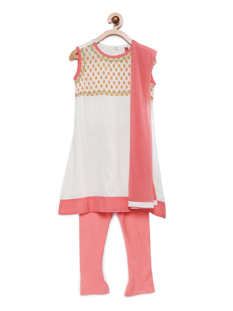 Kids Girls Straight Sleeveless Off White Skd