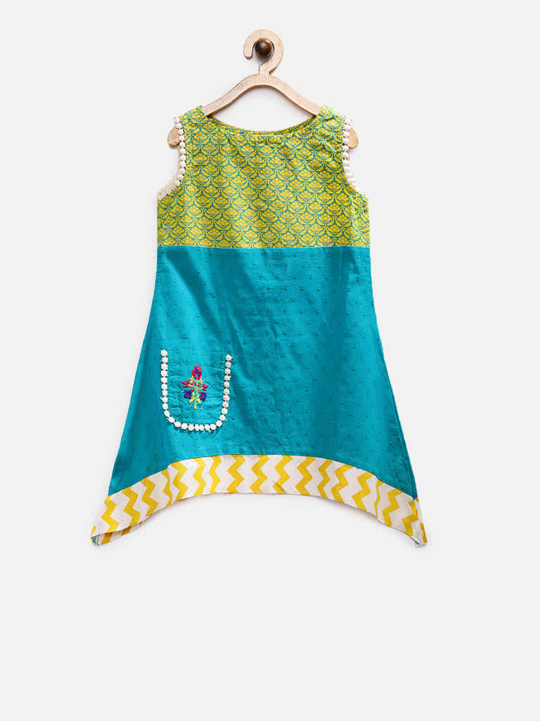 Kids Girls Straight Sleeveless Teal Skd