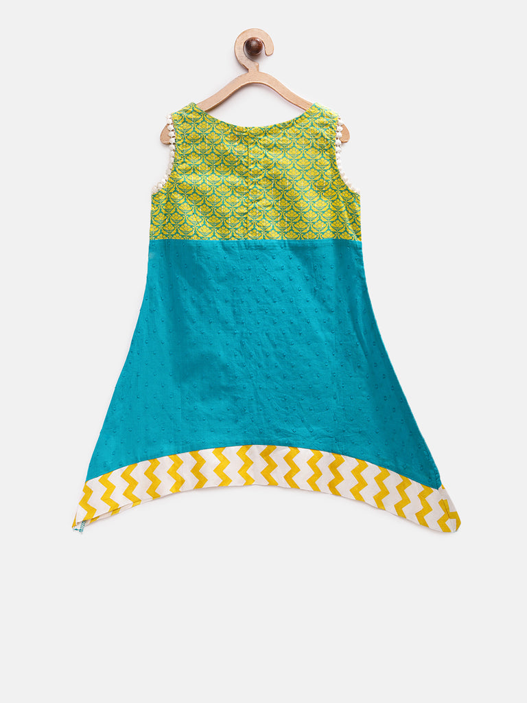Kids Girls Straight Sleeveless Teal Skd