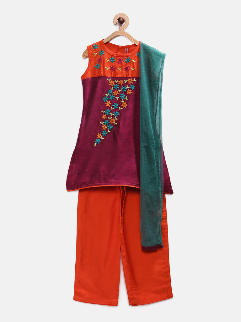 Kids Girls Straight Sleeveless Pink Skd