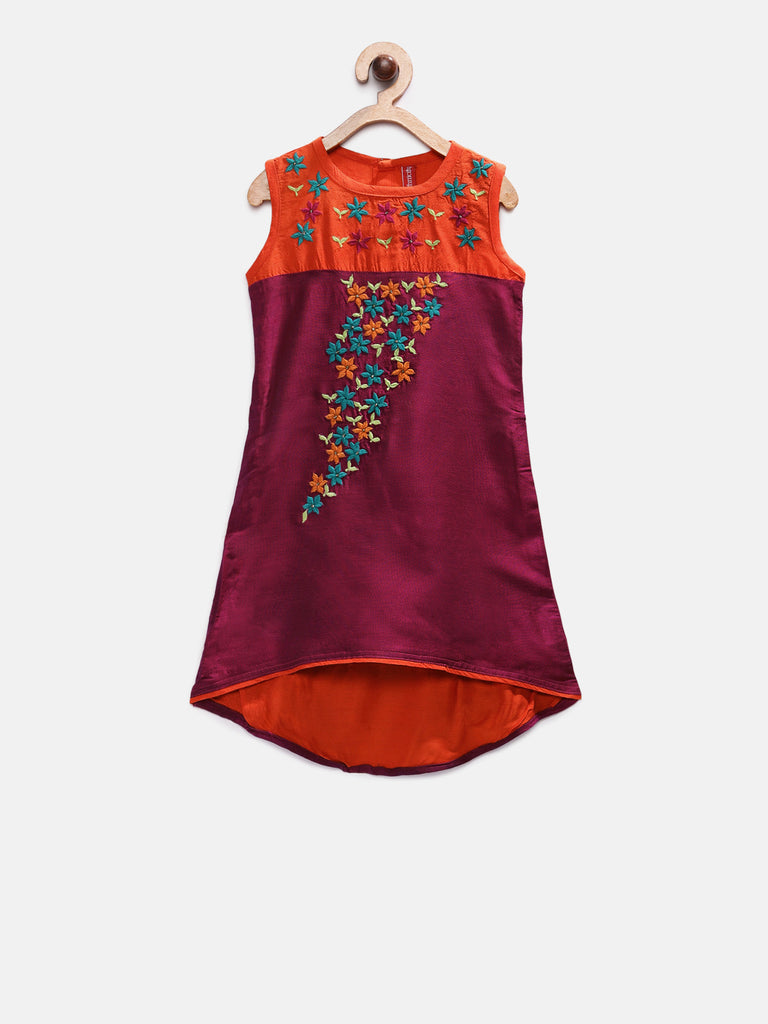 Kids Girls Straight Sleeveless Pink Skd