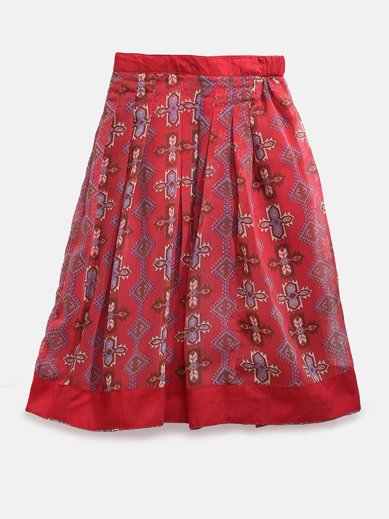 Kids Girls Kalidar Three-Fourth Mustard Lehenga Set