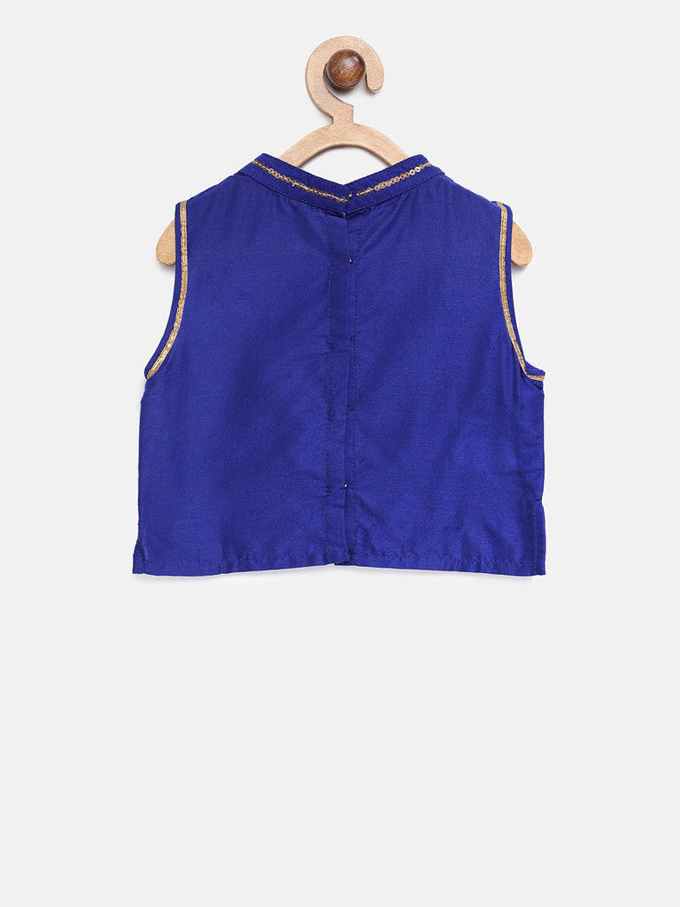 Kids Girls Kalidar Sleeveless Royal Blue Lehenga Set