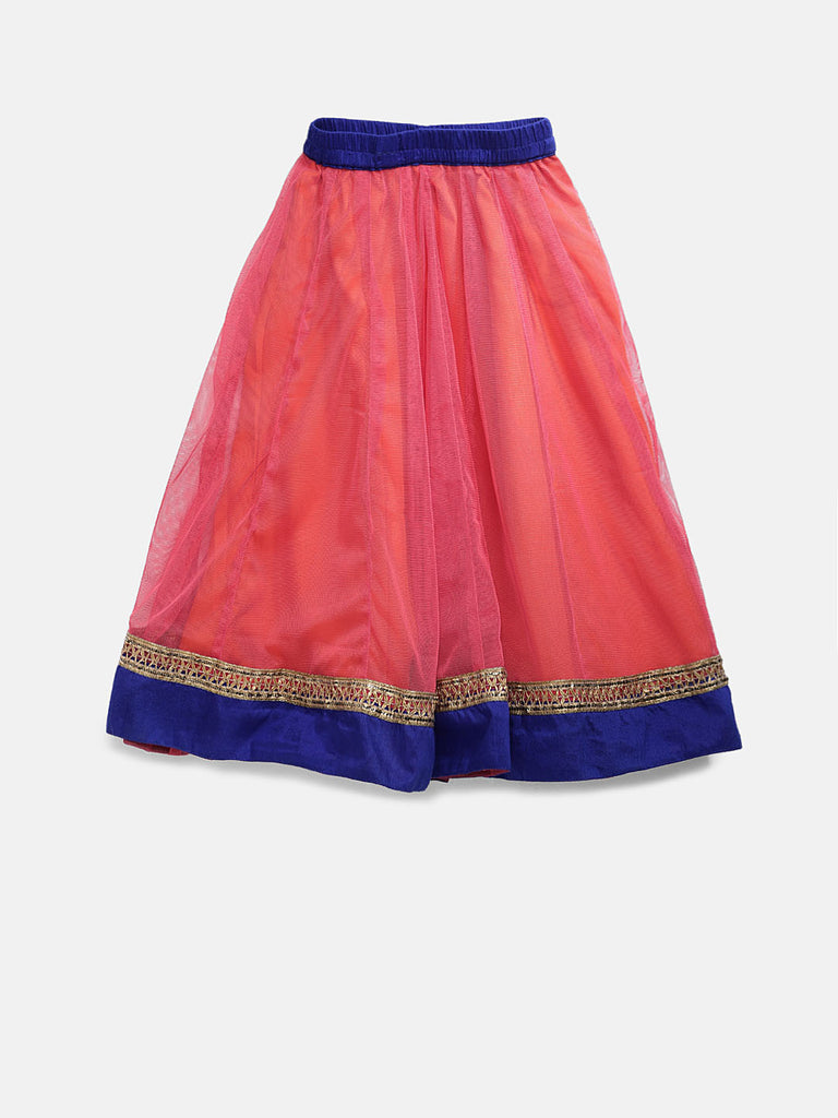 Kids Girls Kalidar Sleeveless Royal Blue Lehenga Set
