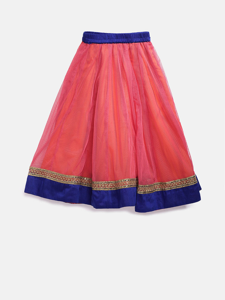 Kids Girls Kalidar Sleeveless Royal Blue Lehenga Set