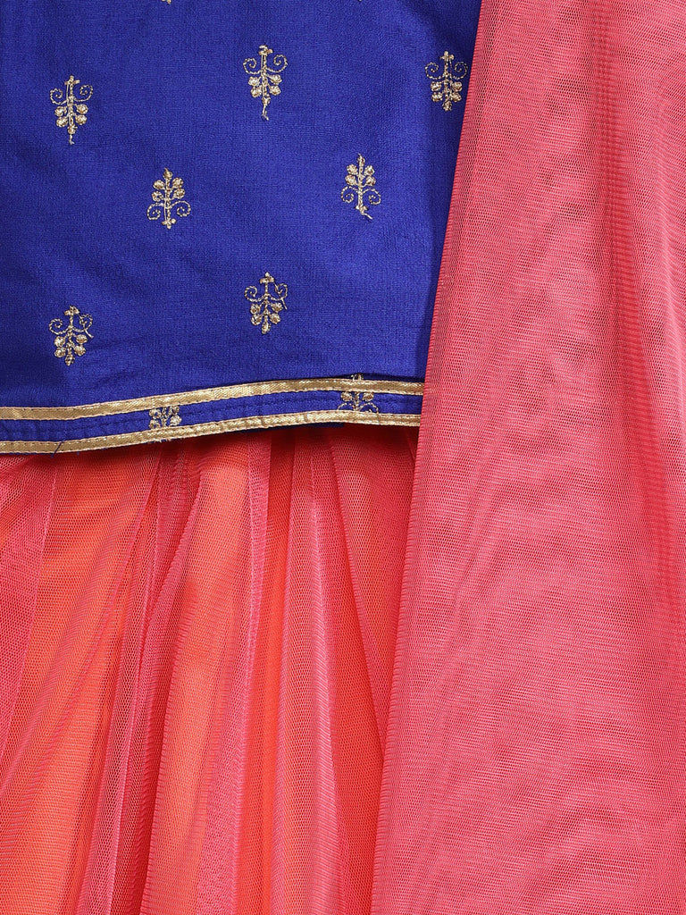 Kids Girls Kalidar Sleeveless Royal Blue Lehenga Set