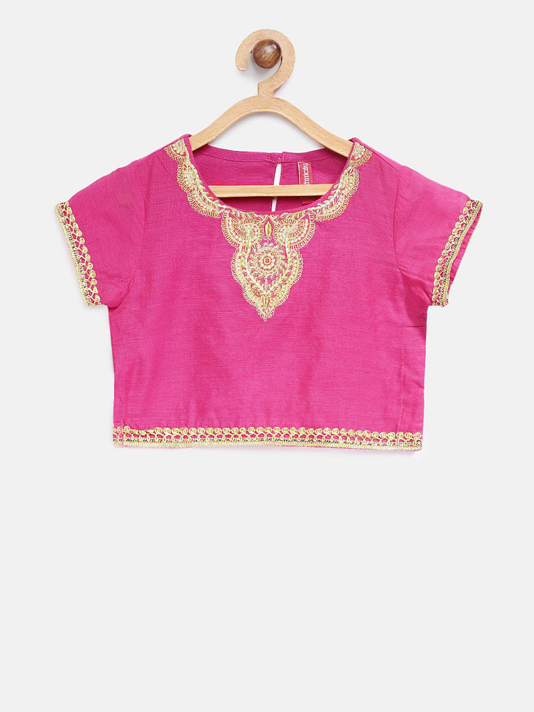 Kids Girls Kalidar Three-Fourth Multi Lehenga Set