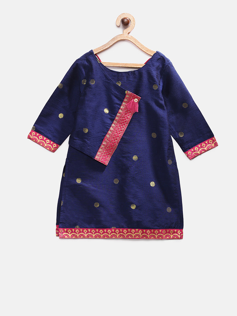 Kids Girls Kalidar Three-Fourth Navy Skd