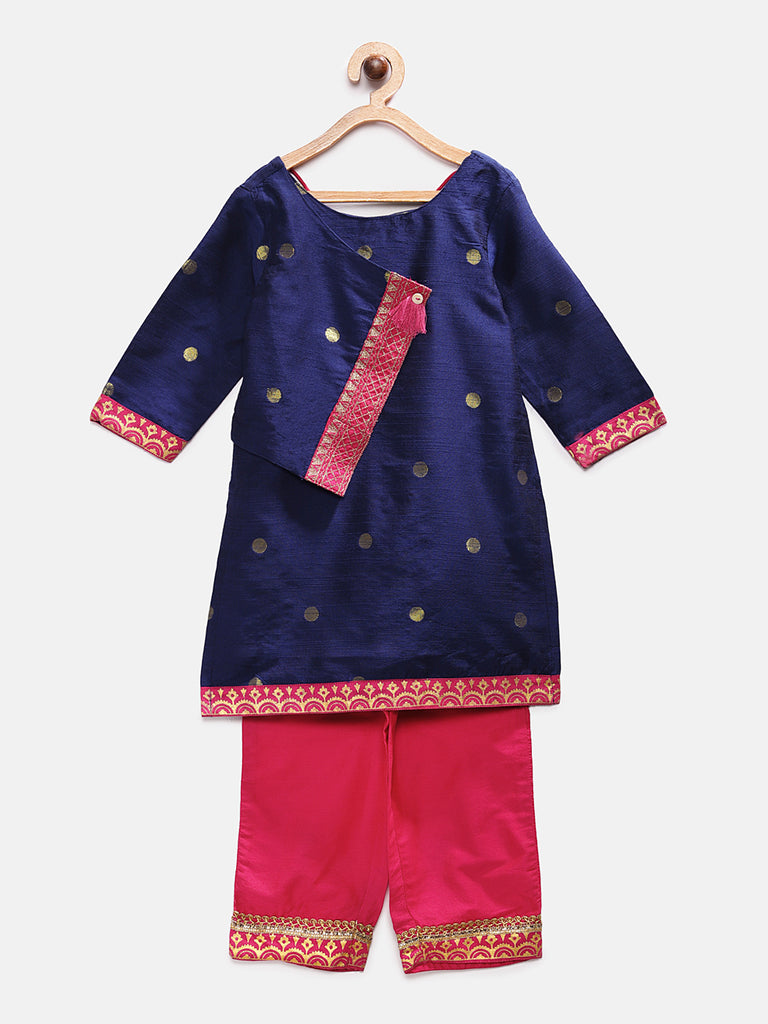 Kids Girls Kalidar Three-Fourth Navy Skd