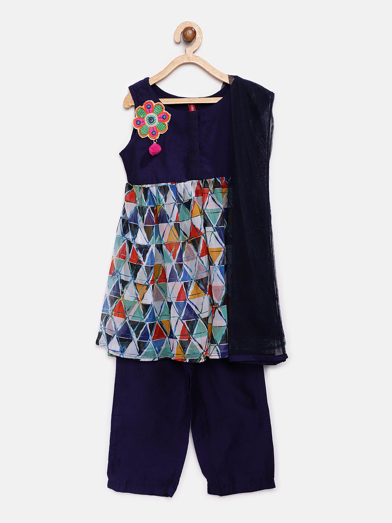 Kids Girls Kalidar Sleeveless Navy Skd