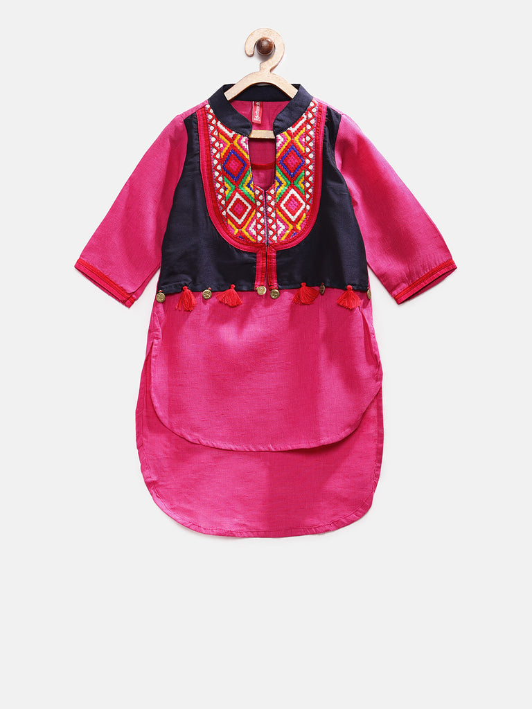 Kids Girls Straight Three-Fourth Pink Skd