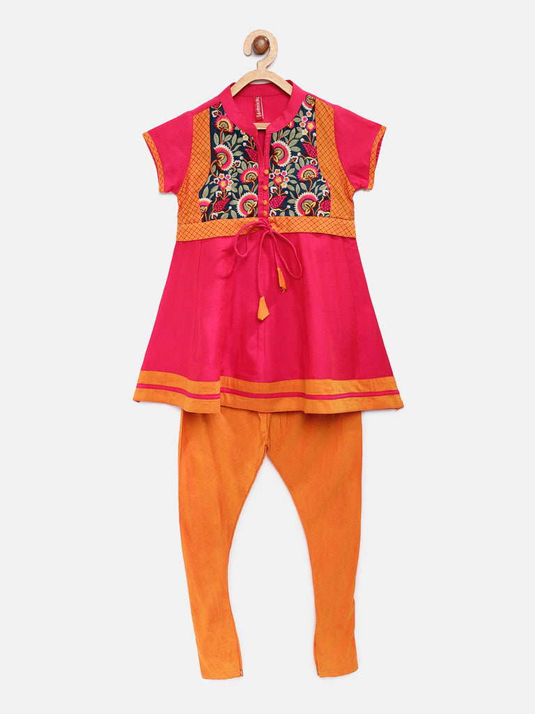 Kids Girls Kalidar Three-Fourth Pink Skd