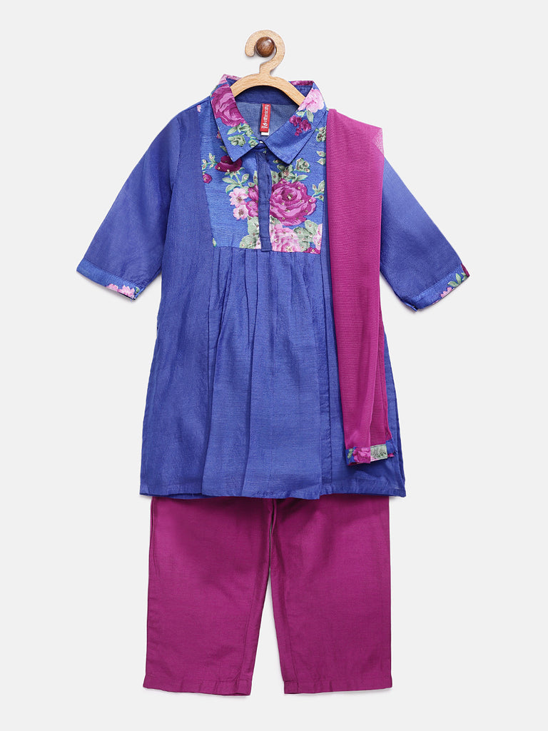 Kids Girls Kalidar Three-Fourth Royal Blue Skd