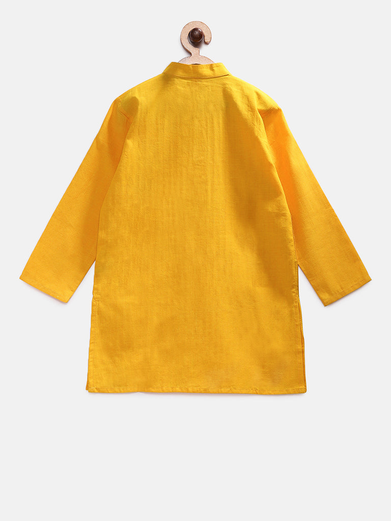 Kids Boys Straight Full Sleeve Yellow Kurta