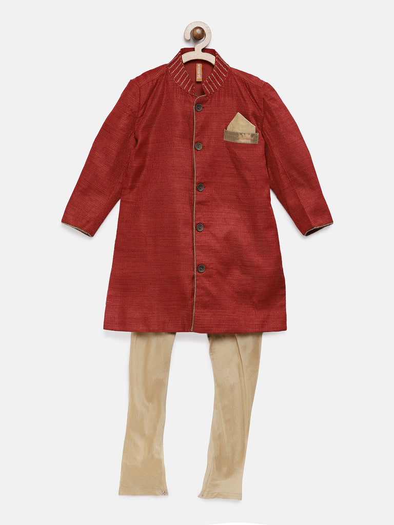 Kids Boys Straight Full Sleevs Maroon Kp Set