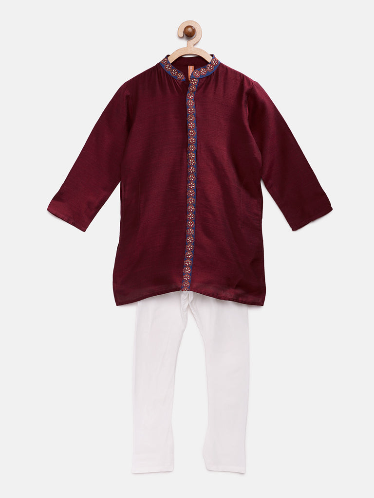 Kids Boys Straight Full Sleevs Maroon Kp Set