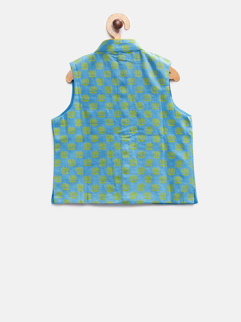 Kids Boys Straight Full Sleevs Turquoise Kpj Set