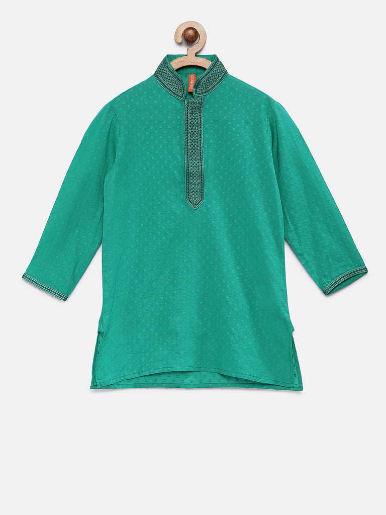 Kids Boys Straight Full Sleeve Teal Kurta