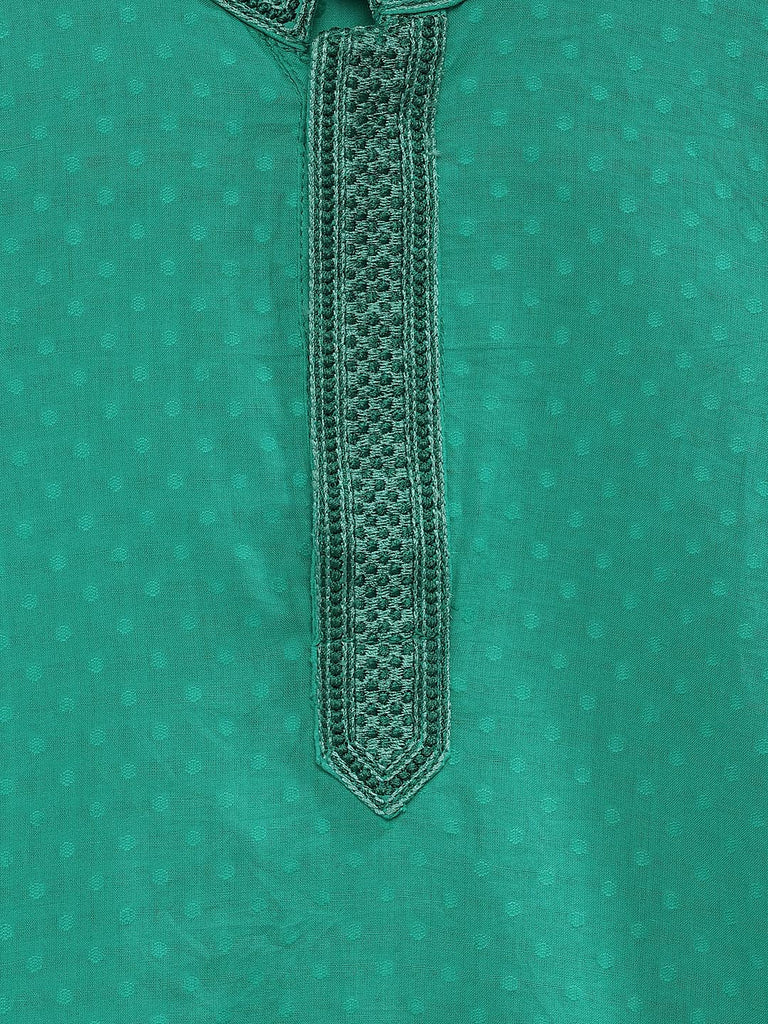 Kids Boys Straight Full Sleeve Teal Kurta