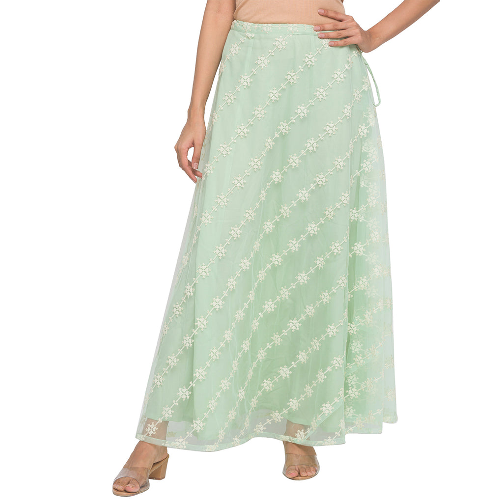 Embroidered Net Skirt