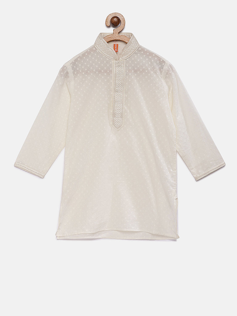 Kids Boys Straight Full Sleeve White Kurta