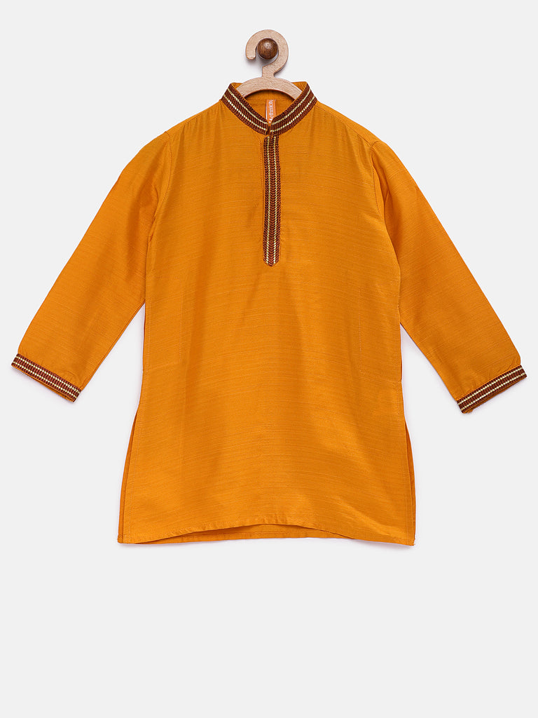 Kids Boys Straight Full Sleeve Mustard Kp Set