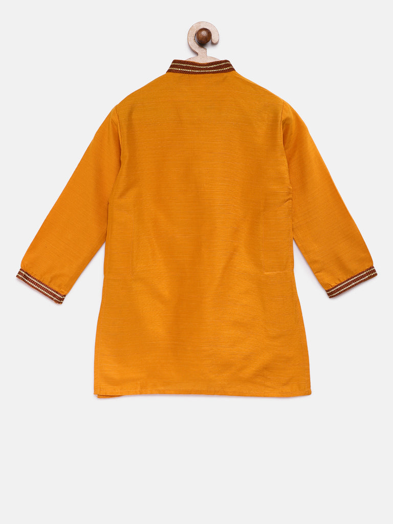 Kids Boys Straight Full Sleeve Mustard Kp Set