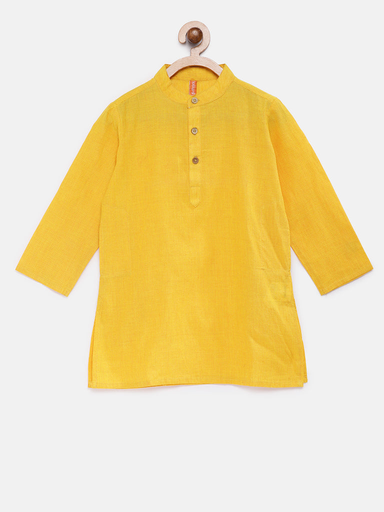 Kids Boys Straight Full Sleevs Yellow Kurta