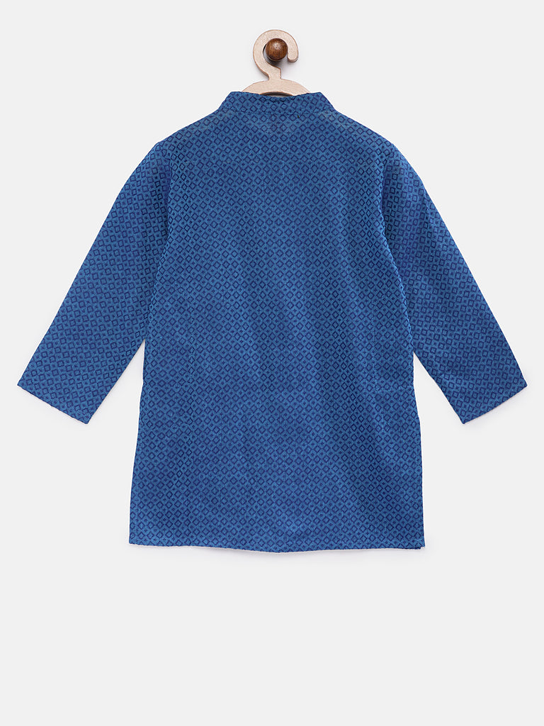 Kids Boys Straight Full Sleevs Blue Kurta