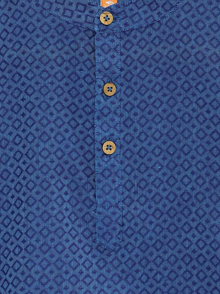 Kids Boys Straight Full Sleevs Blue Kurta