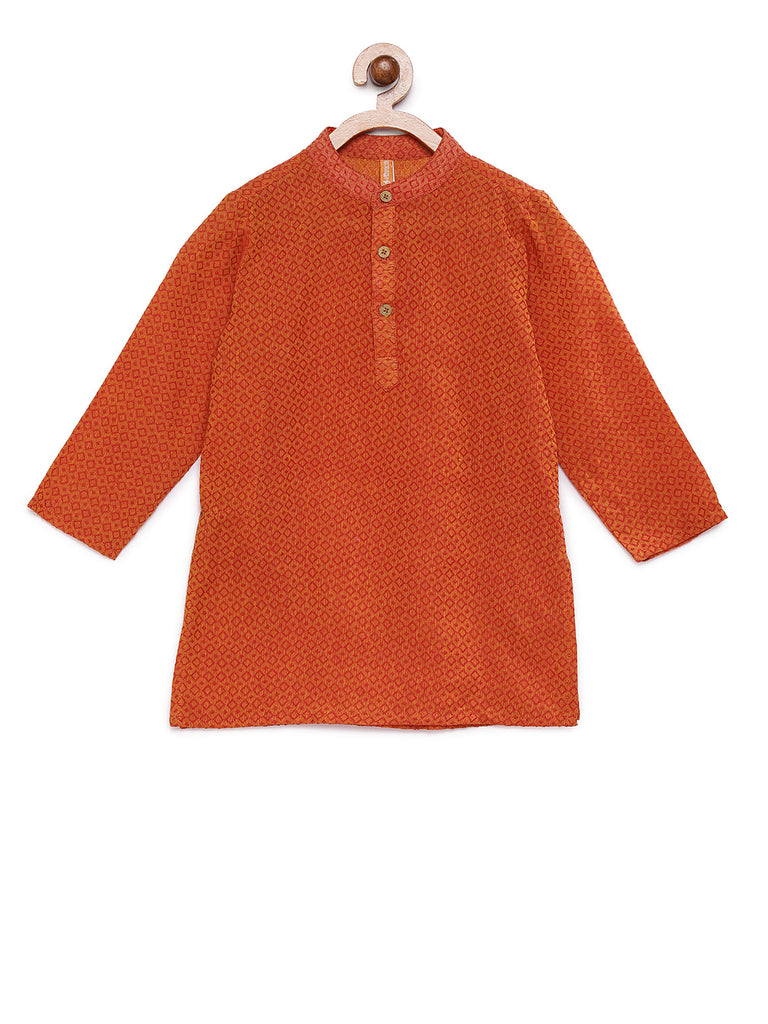 Kids Boys Straight Full Sleevs Red Kurta