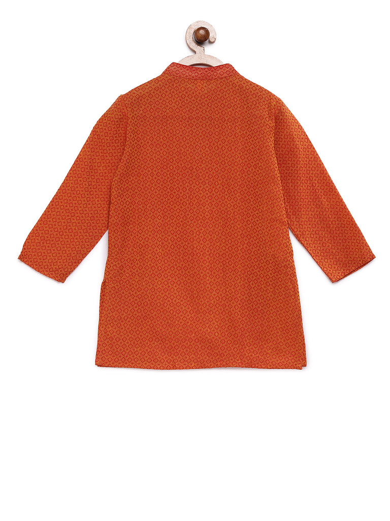 Kids Boys Straight Full Sleevs Red Kurta