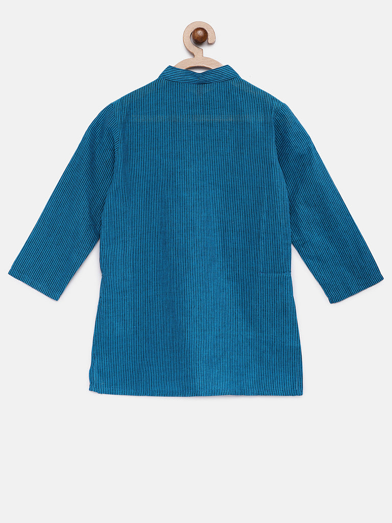 Kids Boys Straight Full Sleevs Blue Kurta