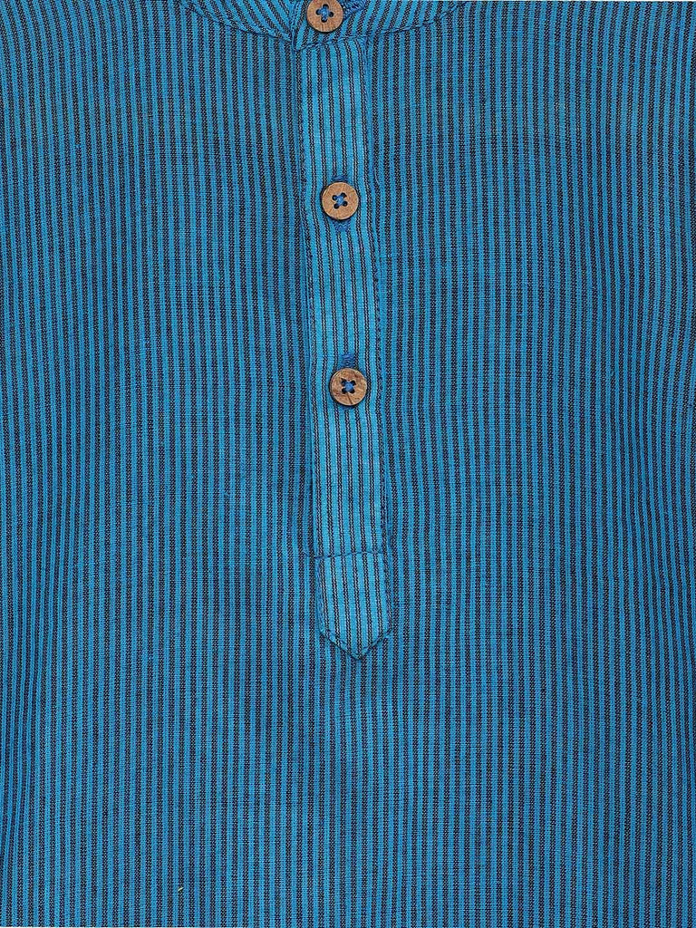 Kids Boys Straight Full Sleevs Blue Kurta