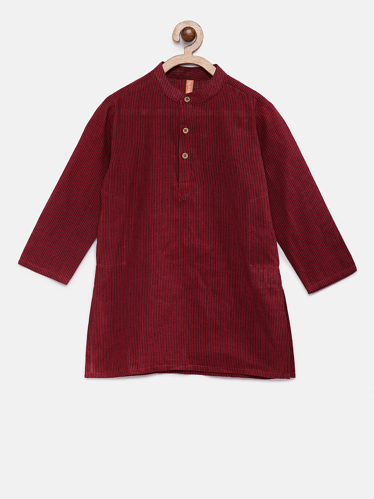 Kids Boys Straight Full Sleevs Red Kurta