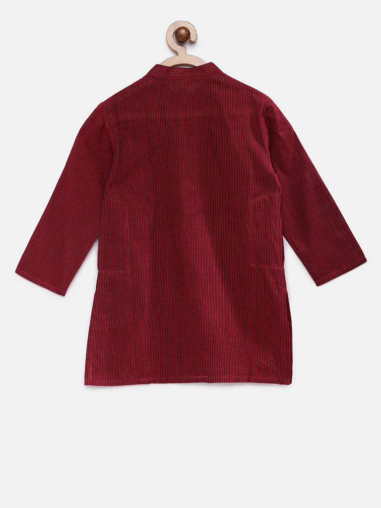 Kids Boys Straight Full Sleevs Red Kurta