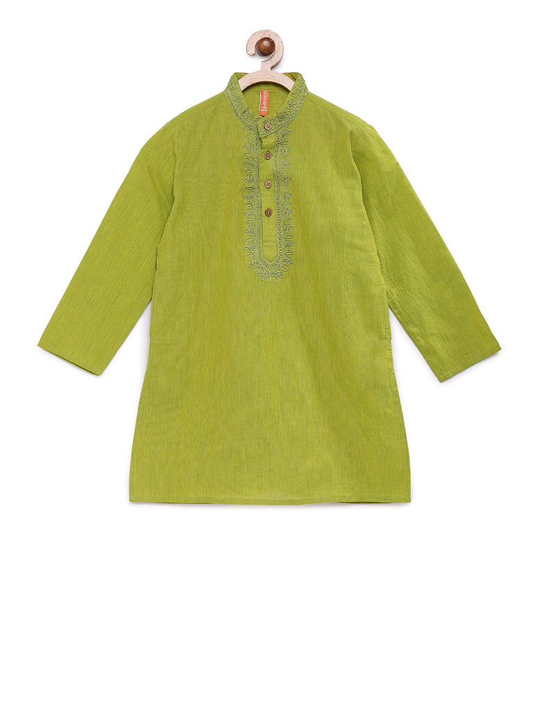 Kids Boys Straight Full Sleeve Green Kurta