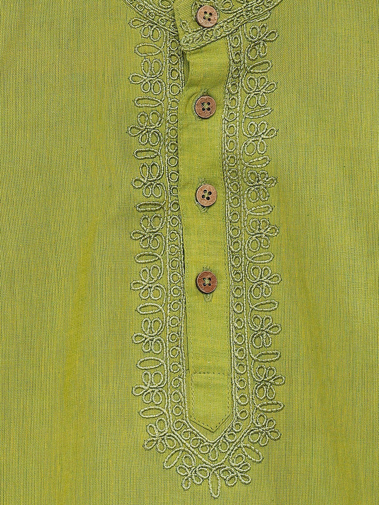 Kids Boys Straight Full Sleeve Green Kurta