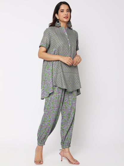 Aseesa Women's Grey Cotton Printed Ethnic Sets