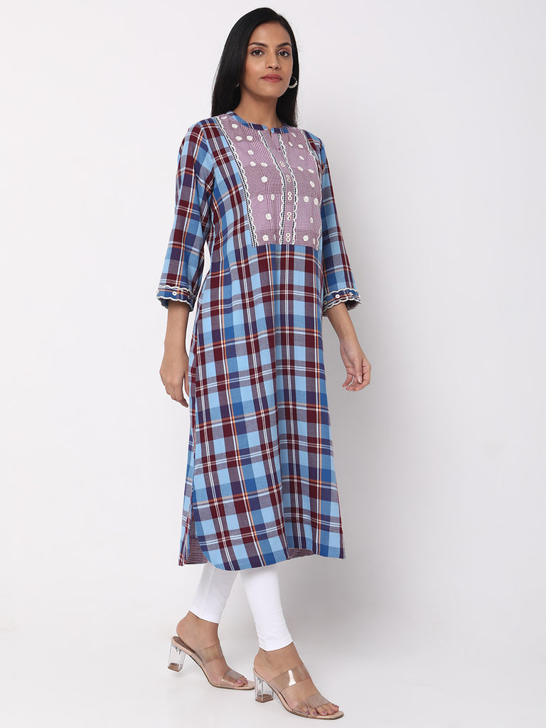 Aseesa Straight Fit Checkered Kurta