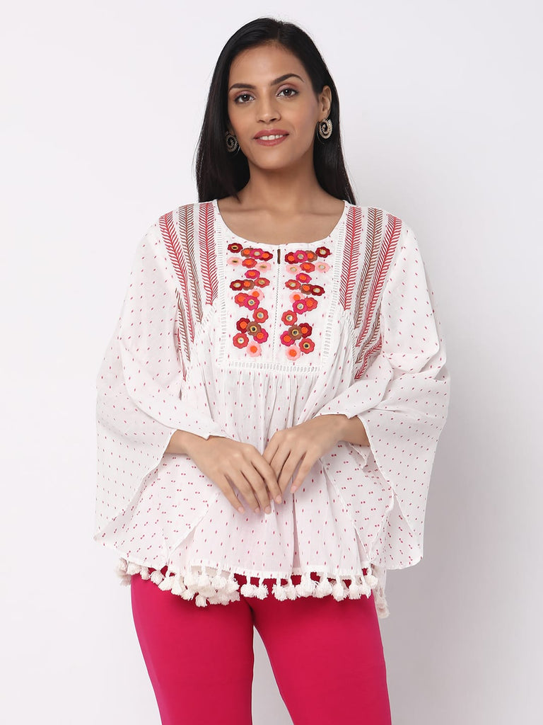 Flare Fit Embroidered Top