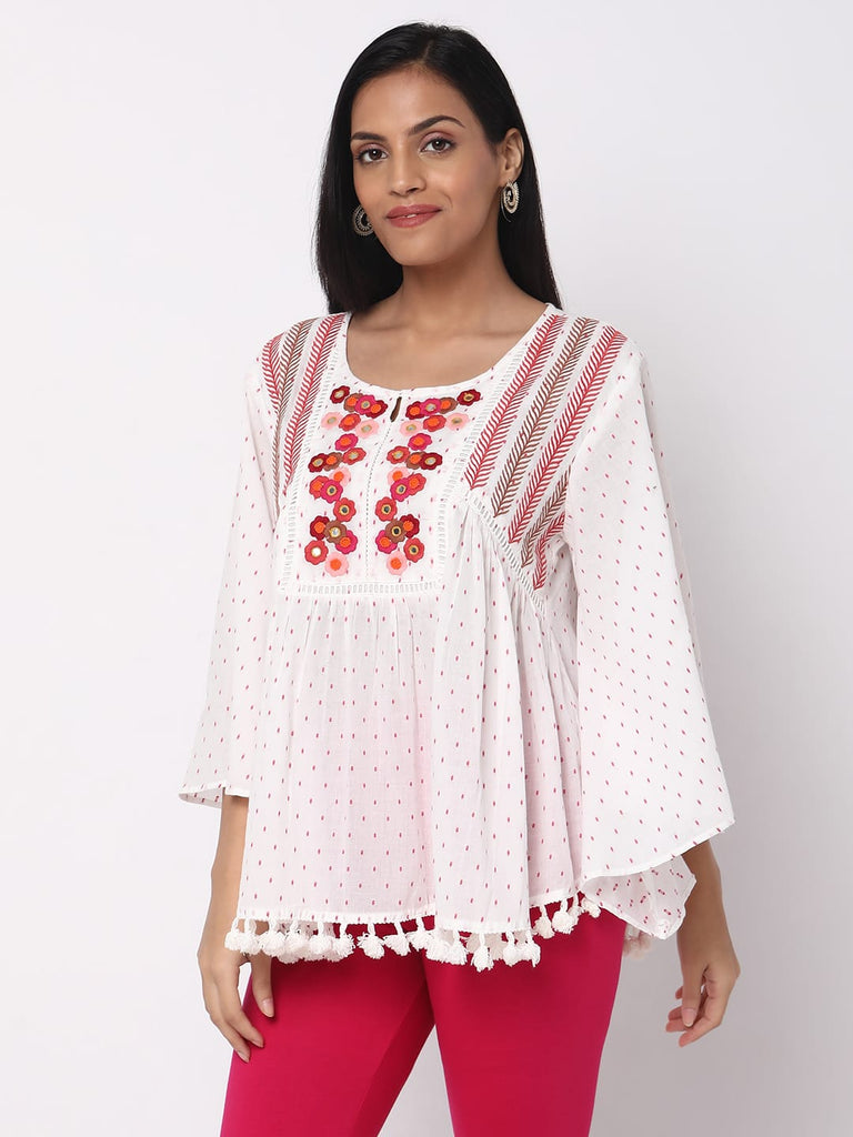 Flare Fit Embroidered Top