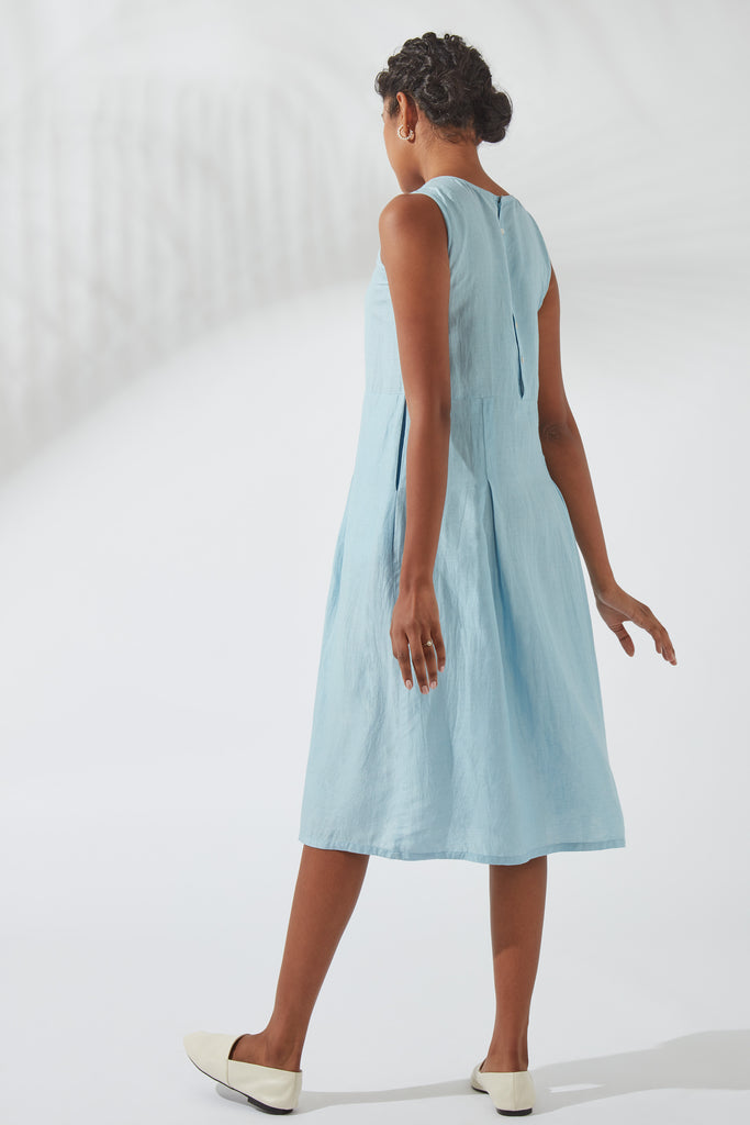 Crystal Blue Placement Embroidery Kurta Dress