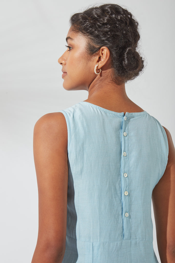 Crystal Blue Placement Embroidery Kurta Dress