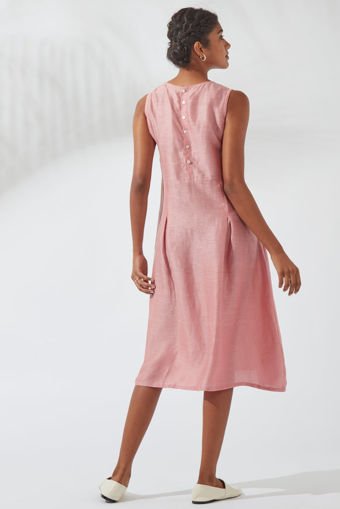 Sea Pink Placement Embroidery Kurta Dress