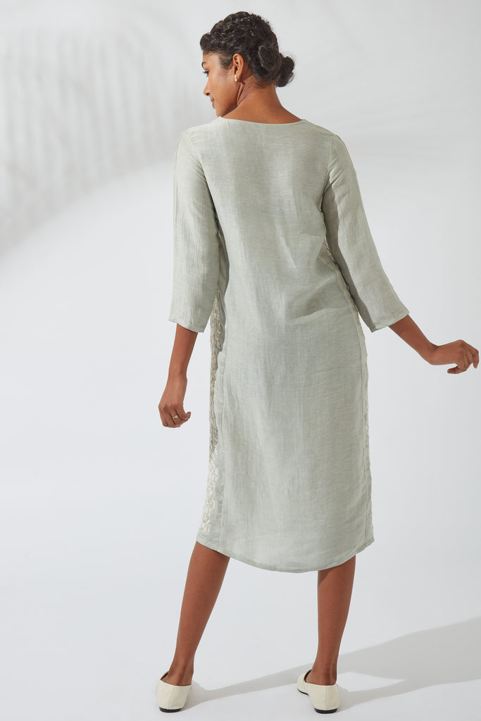Mirage Gray Side Panel Embroidered Kurta Dress