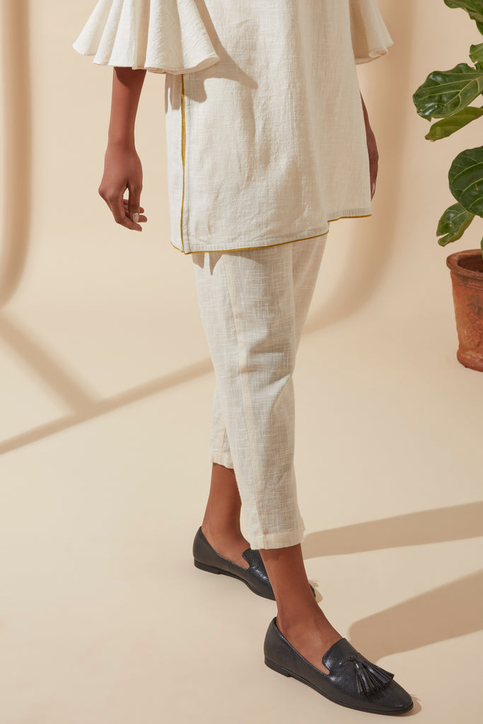 Ecru Straight Fit Pants