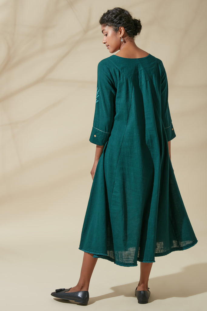 Teal V-Panel Kurta Dress